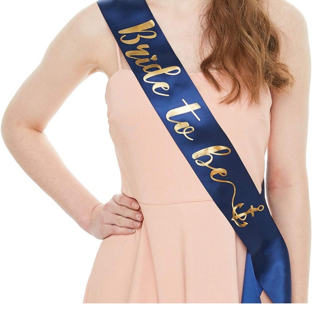 Navy blue with Gold letter bride to be sash